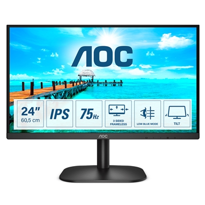 MONITOR AOC LCD VA LED 23.8'' WIDE FRAMELESS 24B2XD 4MS FHD 3000:1 BLACK VGA DVI VESA FINO:08/01
