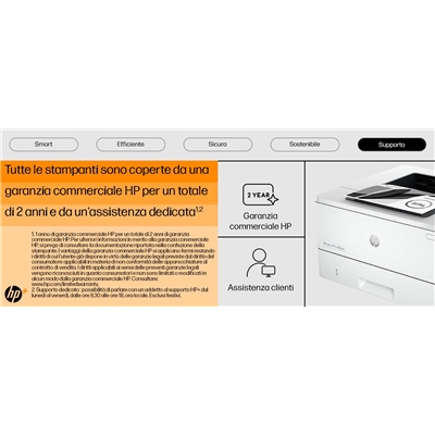 11.857-3.jpg STAMPANTE HP LASERJET PRO 4002DNE HP+ 2Z605E WHITE A4 40PPM F/R 256MB GLAN/USB 2VASSOICARTA 1200DPI 2Y 3-10UTENTI