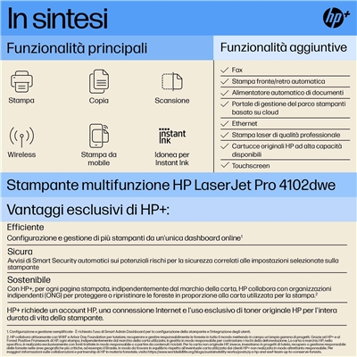 11.871-2.jpg STAMPANTE HP MFC LASERJET 4102DWE HP+ 2Z622E WHITE A4 40PPM 512MB ADF F/R GLAN-3XUSB-WIFI-BT 3IN1 2Y 1200DPI
