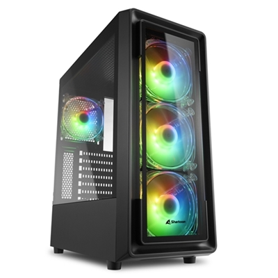CABINET ATX SHARKOON TK4 RGB NERO 7SLOT 40X19X45,6CM 2X3,5'' 5X2,5'' 2XUSB3.0 3XVENT-RGB-120MM 1XVENT-RGB-120MM FINESTRA LATERALE