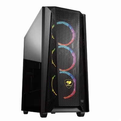 CABINET MIDI TOWER COUGAR 385BMS0M MX600 MESH RGB NERO 213X495X474MM 7SLOT 2X3,5'' 5X2,5'' VETRO 3XFAN RGB