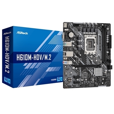 MB ASROCK H610M-HDV/M.2 LGA1700 2XDDR4DC-3200 1XPCIE4.0X16 HDMI DP D-SUB 4XSATA3 M.2 GBLAN USB3.2 MATX 90-MXBH60-A0UAYZ