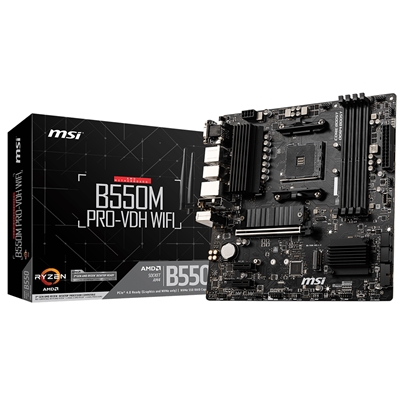 MB MSI B550M PRO-VDH WIFI AM4 4XDDR4DC-4400 1XHDMI 1XDP 1XPCIE4.0X16 2XM.2 4XSATA3R GBLAN USB3.2 MATX