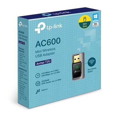 43.5890-3.jpg ADATTATORE WIRELESS AC600 DUAL BAND TP-LINK ARCHER T2U USB2.0 150MBPS A 2.4GHZ + 433MBPS A 5GHZ 802.11AC/A/B/G/N FINO:31/01
