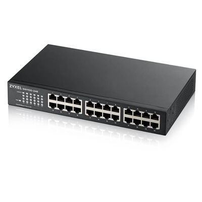SWITCH 24P LAN GIGABIT ZYXEL GS1100-24E-EU0103F SWITCH UNMANAGED, 24P GIGA DESKTOP/RACK (DESIGN SENZA VENTOLE) GARANZIA A VITA-