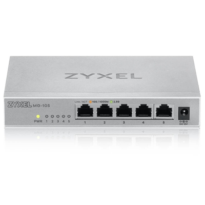 43.9556-1.jpg SWITCH 5P MULTIGIGABIT 2.5GB ZYXEL MG-105-ZZ0101F UNMANAGED - METALLO - DESKTOP