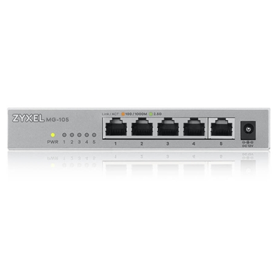 43.9556-2.jpg SWITCH 5P MULTIGIGABIT 2.5GB ZYXEL MG-105-ZZ0101F UNMANAGED - METALLO - DESKTOP