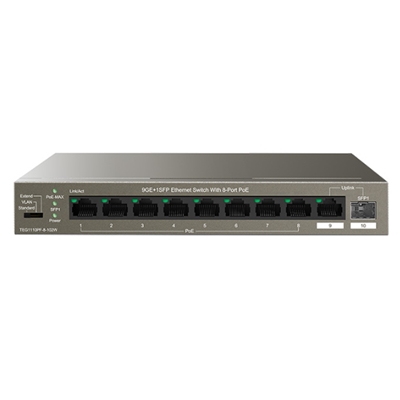 SWITCH 9P GE LAN +1P SFP TENDA TEG1110PF-8-102W 8P POE