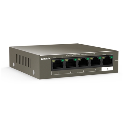 44.793-1.jpg SWITCH 5P LAN GIGABIT TENDA TEG1105P-4-63W POE-METALLO - GARANZIA 3 ANNI
