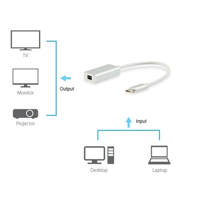 89.2229-1.jpg ADATTATORE USB EQUIP 133457 DA USB-C MASCHIO A MINI DISPLAY PORT FEMMINA - EAN: 4015867200643