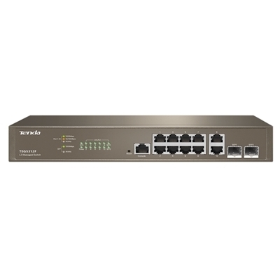SWITCH 10P LAN GIGABIT RACK +2P SFP+ BASE-X 1000 TENDA TEG5312F -GARANZIA 3 ANNI- FINO:31/12
