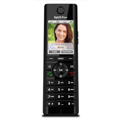 52.4101-1.jpg TELEFONO WIRELESS VOIP AVM FRITZ! FON C5 NERO-1XLINEA TOTALE - ID CHIAMATA - VIVAVOCE - SEGRET.TELEFONICA - EAN:4023125026256