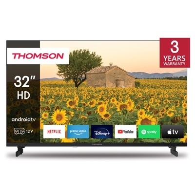 TV THOMSON 32'' FRAME LESS 32HA2S13C 12VOLT SMART-TV ANDROID 11 DVB-T2/S2 HD 1366X768 BLACK CI+ SLOT 3XHDMI 2XUSB VESA FINO:30/08