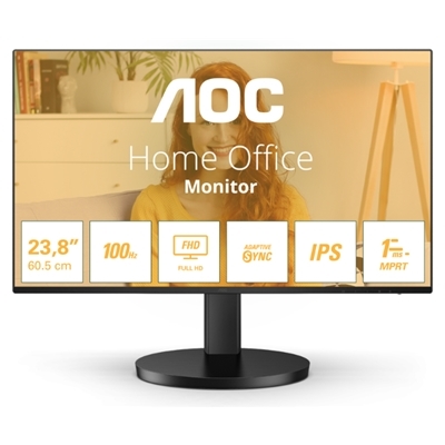 MONITOR AOC LCD IPS 100HZ 23.8'' WIDE FRAMELESS 24B3HA2 1MS MM FHD 3000:1 BLACK VGA HDMI VESA FINO:30/08