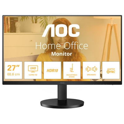 MONITOR AOC LCD IPS 27'' WIDE FRAMELESS U27B3AF 4MS MM UHD 1000:1 BLACK 2XHDMI DP REG.ALT. VESA FINO:30/08