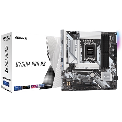 MB ASROCK B760M PRO RS LGA1700 4XDDR5DC-7200OC 1XPCIE5.0X16 HDMI DP 4XSATA3RAID M.2 GBLAN USB3.2 MATX 90-MXBLH0-A0UAYZ