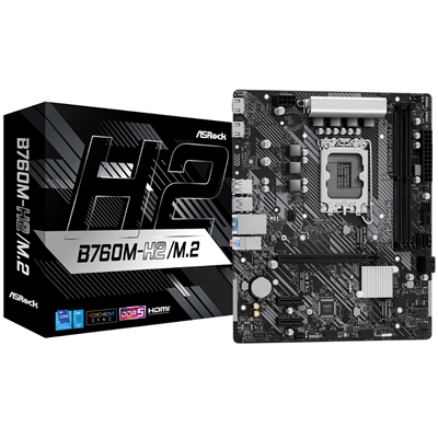 MB ASROCK B760M-H2/M.2 LGA1700 2XDDR5DC-7200OC 1XPCIE4.0X16 2XHDMI 4XSATA3R M.2 USB3.2 GBLAN MATX 90-MXBN00-A0UAYZ