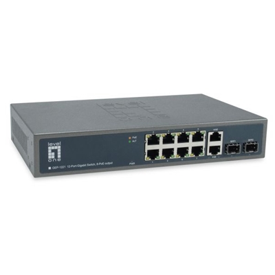 SWITCH 12P GIGABIT LEVELONE GEP-1221 CON 8P GIGABIT POE+2P GIGABIT E 2P GIGABIT SFP FINO:30/09