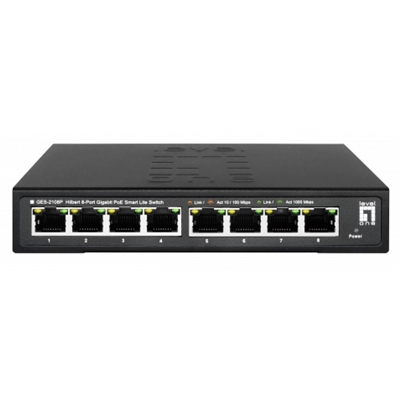 SWITCH 8P GIGABIT POE LEVELONE GES-2108P HILBERT SMART LITE- 802.3AT/AF 112.8W FINO:30/09