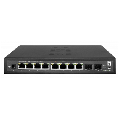 SWITCH 10P GIGABIT LEVELONE GES-2110 HILBERT SMART LITE- 8P GIGABIT RJ45 + 2P GIGABIT SFP FINO:30/09