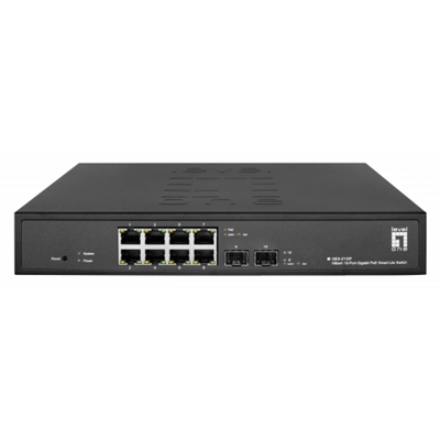 SWITCH 10P GIGABIT POE LEVELONE GES-2110P HILBERT SMART LITE- 8P POE + 2P GIGABIT SFP - 802.3AT/AF 130W FINO:30/09