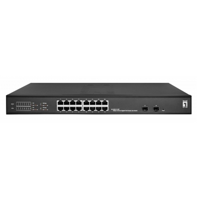 SWITCH 18P GIGABIT POE LEVELONE GES-2118P HILBERT SMART LITE- 16P POE + 2P GIGABIT SFP - 802.3AT/AF 230W FINO:30/09
